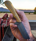 The Ironhorse – Custom Handmade Old Farrier Horse Rasp Steel Bull Cutter Knife with Brown Micarta Handle & Leather Sheath