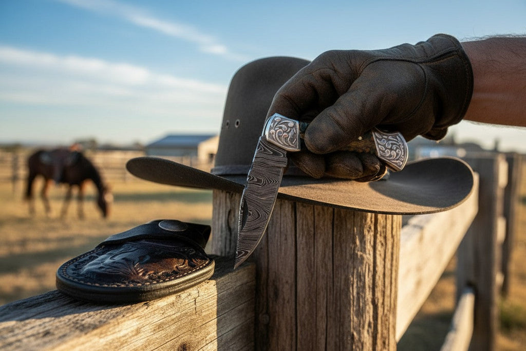 Western pocket knife on the ranch