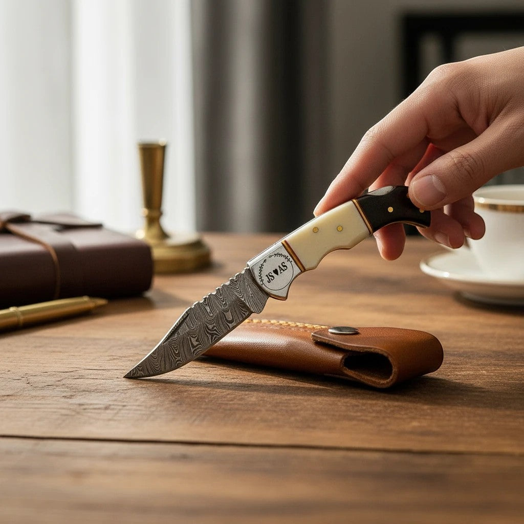 Handmade Damascus pocket knife