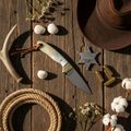 Mother of Pearl Handle Knife Western Flat Lay